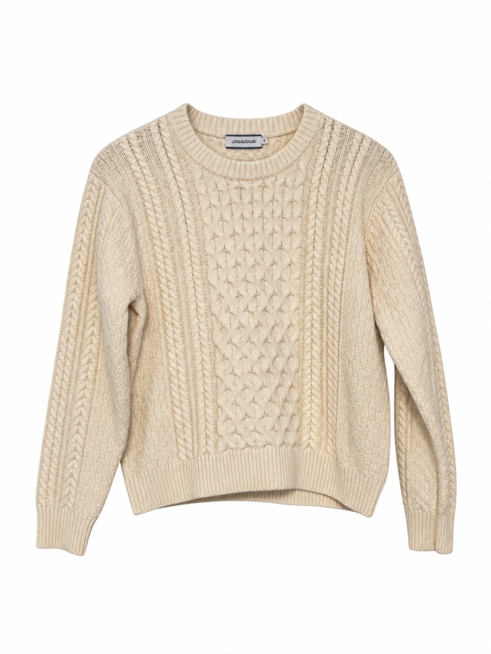 J.McLaughlin Ivory Cable Knit Wool Cotton Crewneck Sweater Womens Small